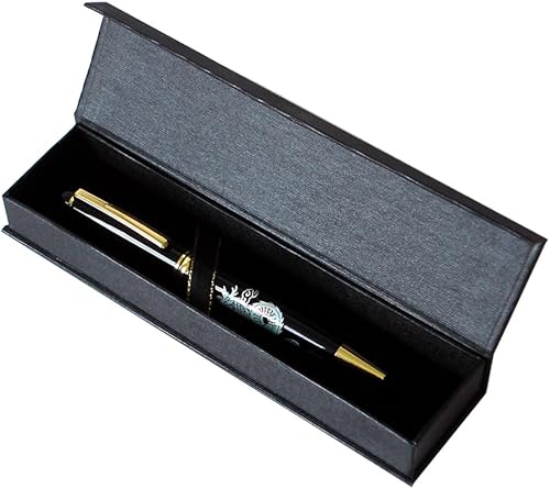 Miniatura 3 de Bolígrafo retráctil de punta media con punta media y tinta negra alemana con diseño de nácar (dragón negro)