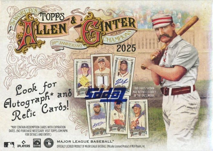 2025 Topps Allen&Ginter Baseball EXCLUSIVE Factory Sealed Blaster Box with (8) Mini Base &(8) Insert Cards! Look for Cards Parallels Autos & Relics of Rookies Legends Stars Icons Champions & More!