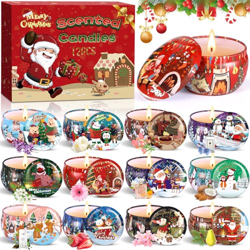 ENCOUN Weihnachtskerzen, 12Stück Duftkerze Set, Duftkerzen...