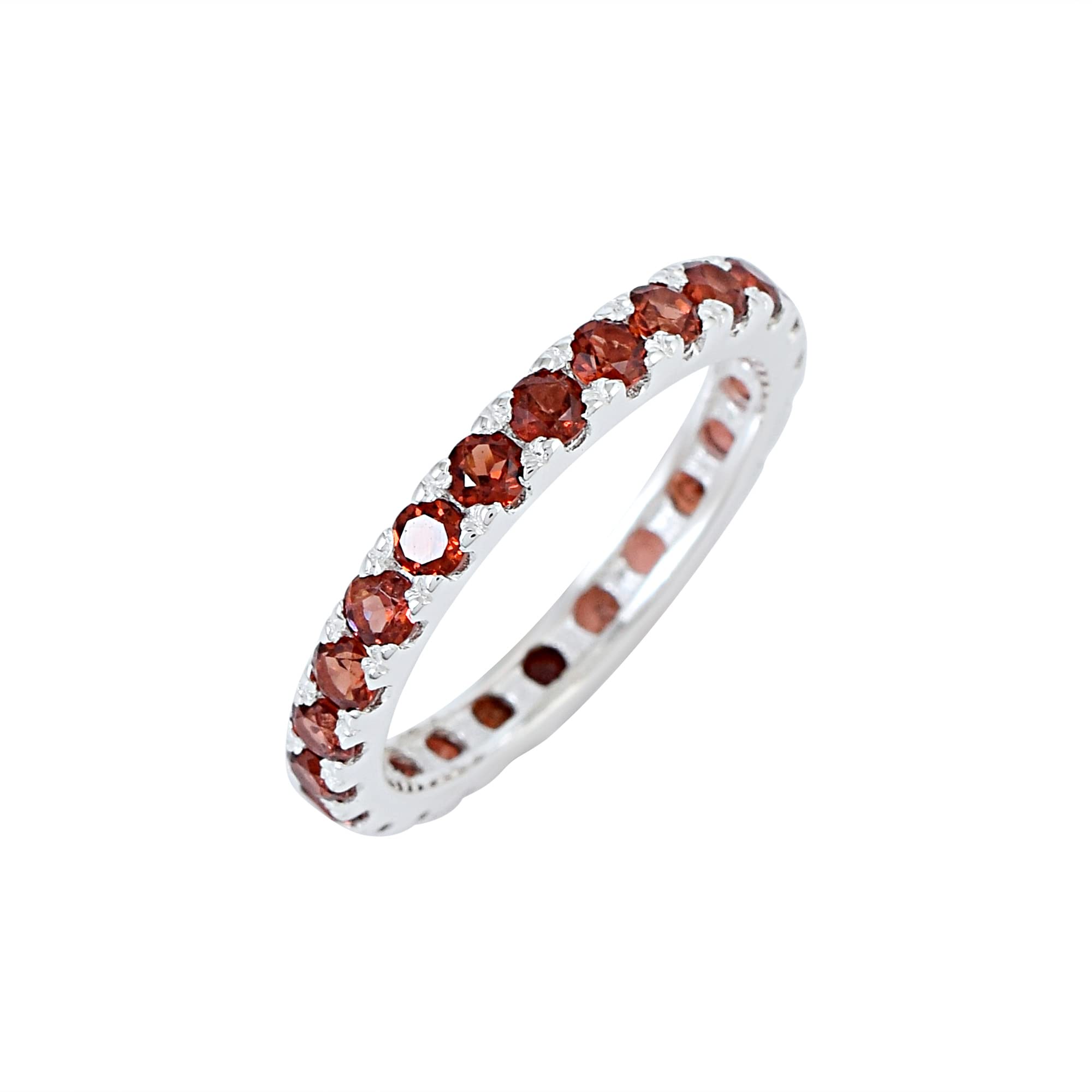 Natural Gemstone 925 Sterling Silver Eternity Wedding Band Hypoallergenic (Garnet, 10) (B0DFM73N66) Amazon Price History, Amazon Price Tracker