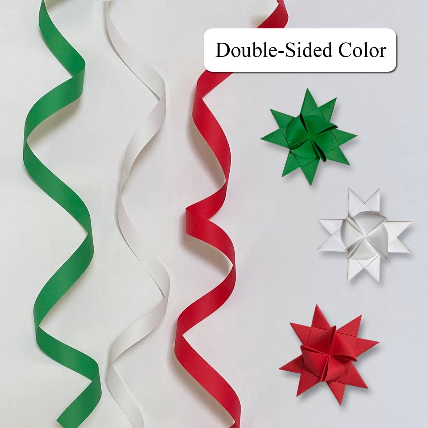 Red, White, Green Paper Strips for Weaving Projects (Multi Color Packs). Paper Strips for Moravian Stars, German Stars and Froebel Stars. 100 strips per pack (1 x 25 inch)