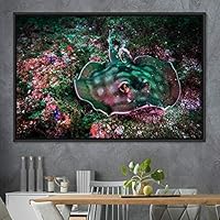 Framed Canvas Wall Art Deep Under Group Jellyfish Marine Life Multicolor Photography Realism Tropical Ultra Whimsical - 16x24 inches
