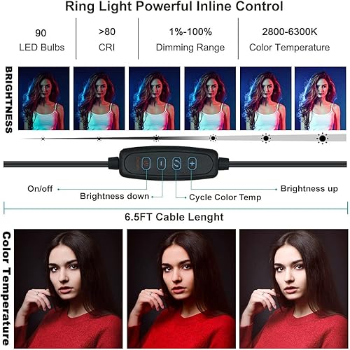 Miniatura 5 de Acuvar Kit de vlogging profesional para iPhone, Android y tabletas: luz de anillo, trípode, micrófono, control remoto, kit de creador de contenido,
