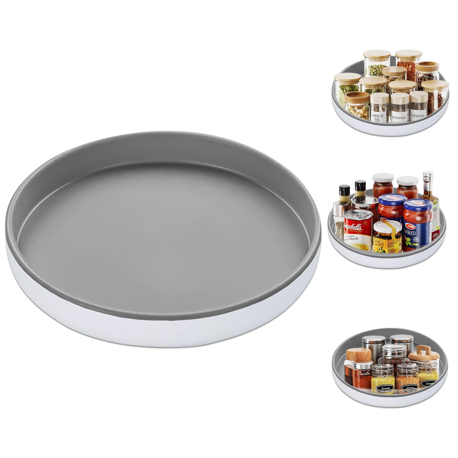 AEX Lazy Susan Turntable Cupboard Organiser For Pantry Organisers - Grey