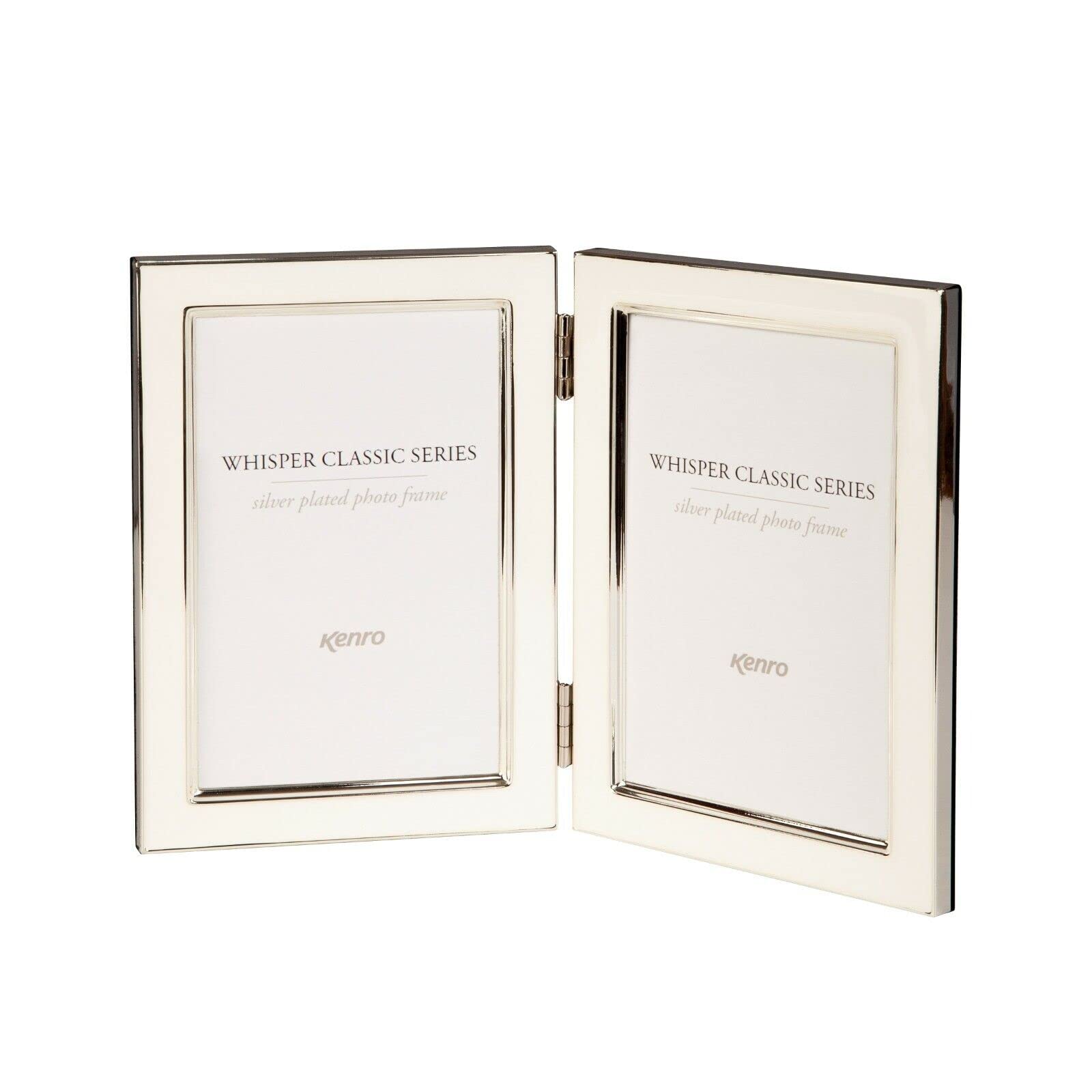 Kenro White Whisper Classic Twin 6X4 Inch / 10X15cm Photo Frame With Silver Plated Edging For 2 Photos - Wsc1015w/2