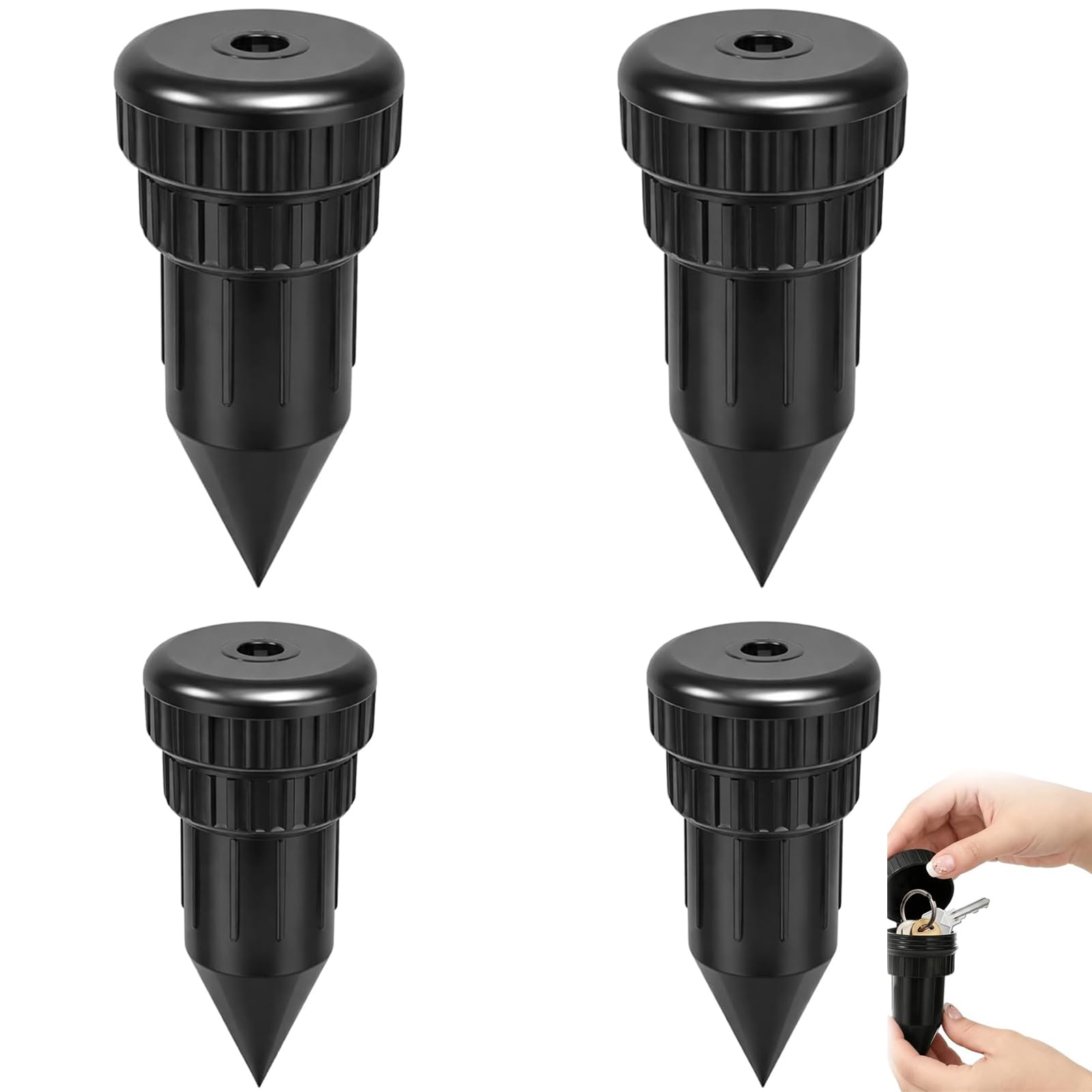 4 Pcs Key Hider Outside, Key Rock Hider Outside, Outdoor Key Storage Solution for Garden and Emergency Access, Set Includes Two Large and Two Small Units for Property Management