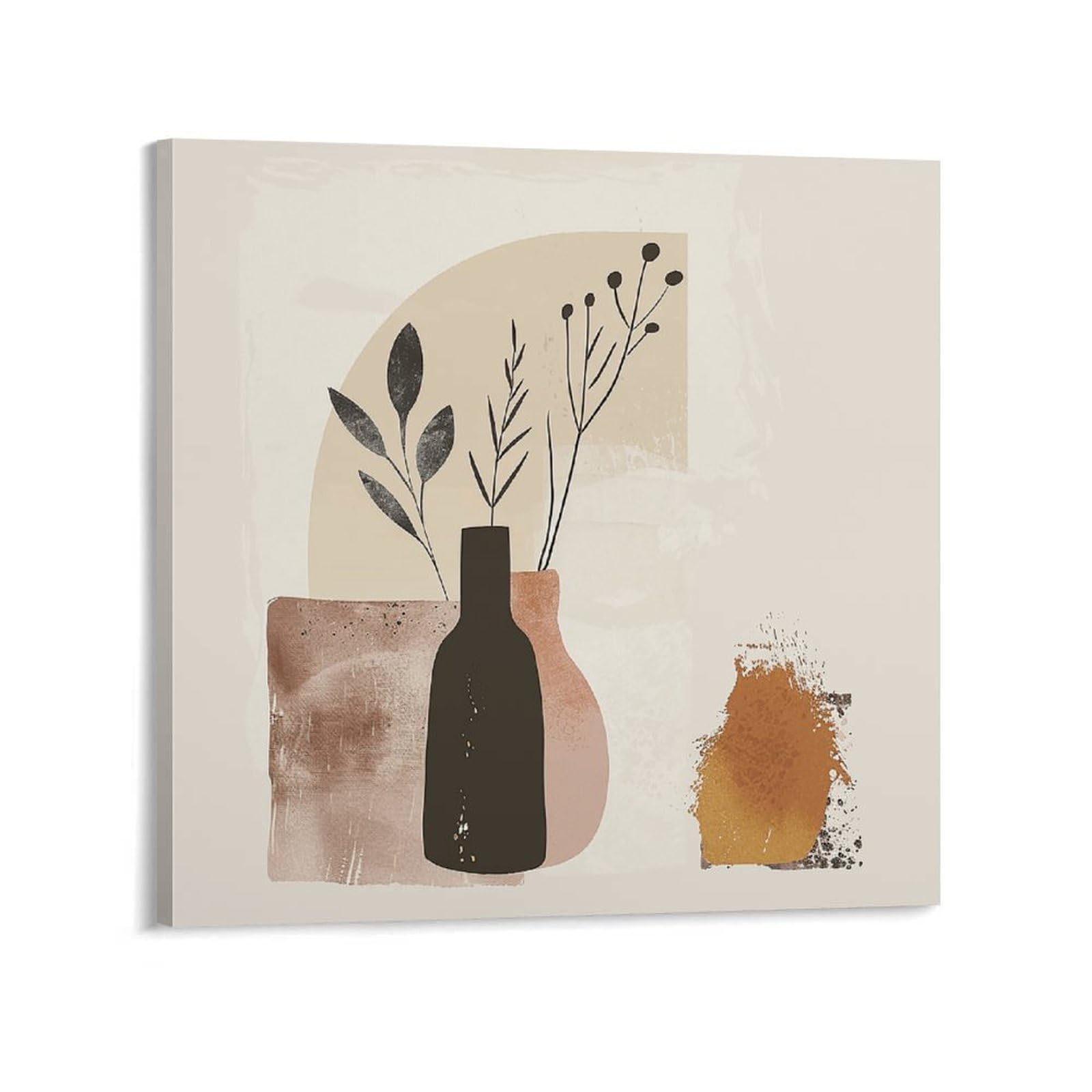 Toile murale abstraite moderne beige et marron 60x60 cm pour salon - 6