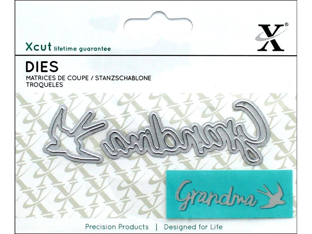 Docrafts Steel Xcut Mini Sentiment Die Grandma 2 Pieces, Carbon Art & Craft Carbon Cutting Tool Supplies For Beautiful Decoration, Card Making Gift Tag, Wrapping, Scrapbooking, Invitations, Crafters Companion