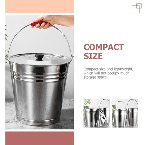 Miniatura 4 de HOLIDYOYO Cubo de cenizas con tapa, carbón de metal galvanizado grande de 2 galones y cubo de cenizas calientes para chimenea, hogueras, estufas de