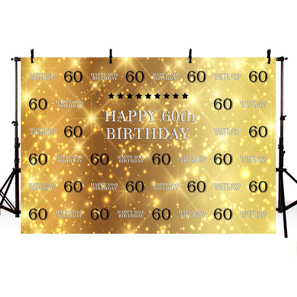 brokatowe złoto studio fotograficzne budka tło baner czarne gwiazdy 60. urodziny bash impreza baner tło do fotografii 20 x 15 cm