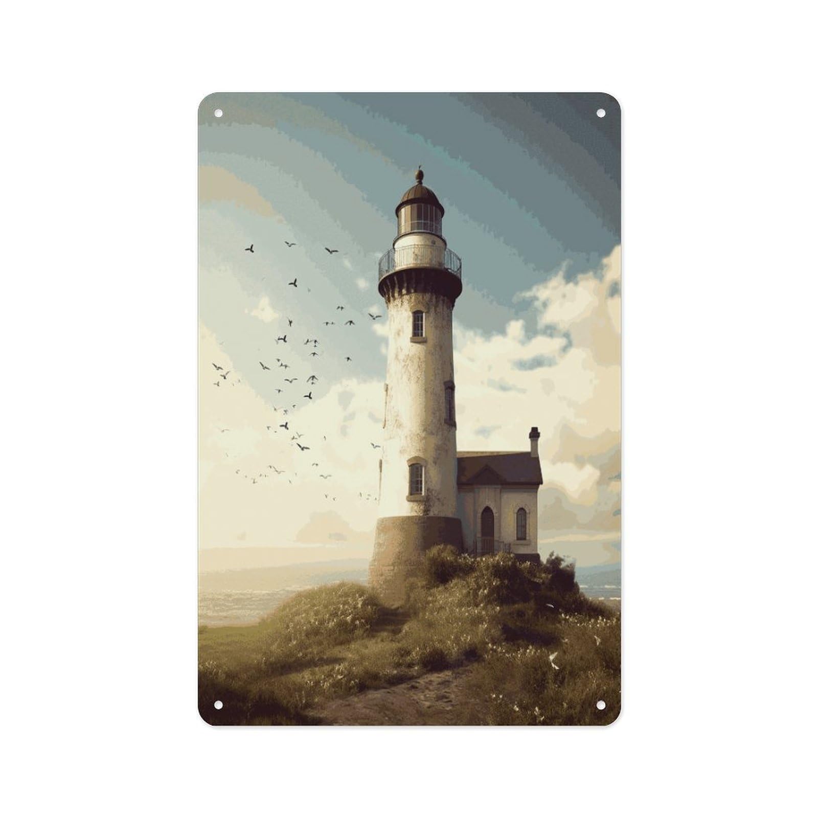 Fekiloot Style Old Lighthouse Wall Decor Metal Signs Tin Signs Poster