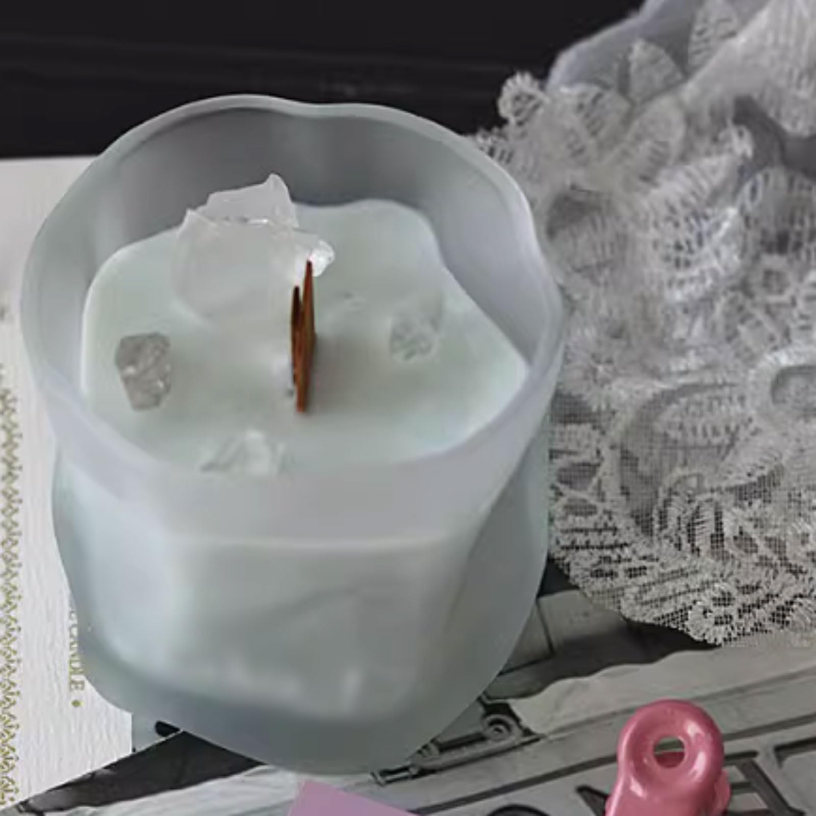 Szklane świece z wosku sojowego i olejków eterycznych, świeca do aromaterapii wielokrotnego użytku na wakacje w domu, relaks i spa (White Peach Oolong)