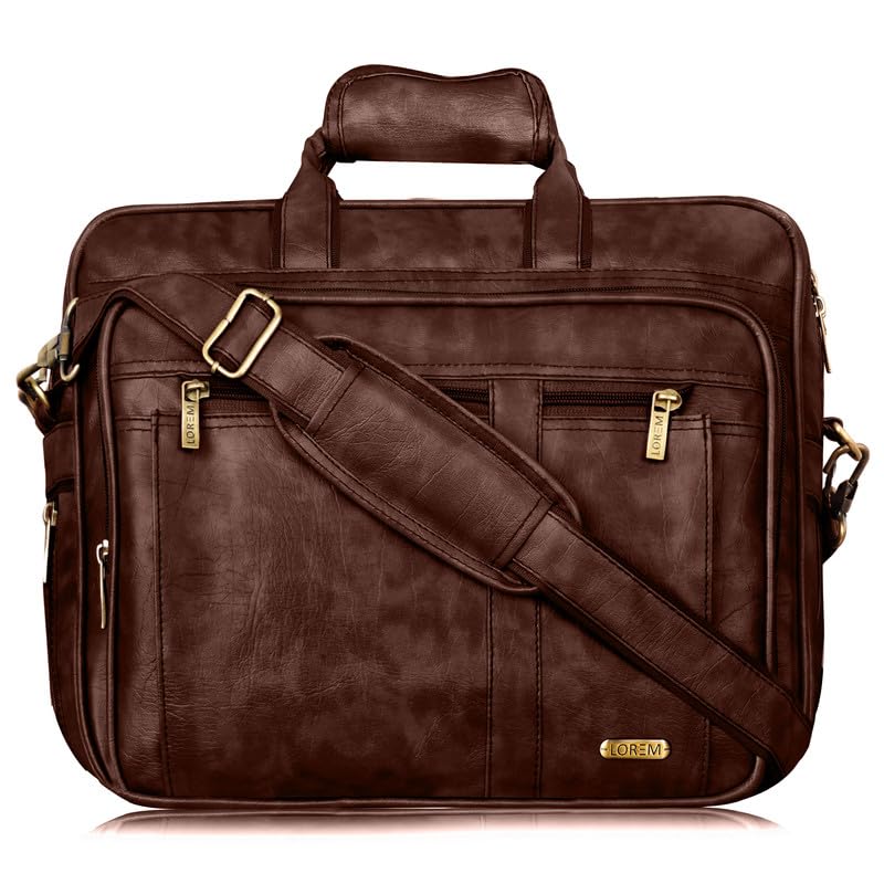 Brown Color Faux Leather 28L Laptop Messenger Bag For Men BG63-UF (B0CSP77XCT) Amazon Price History, Amazon Price Tracker