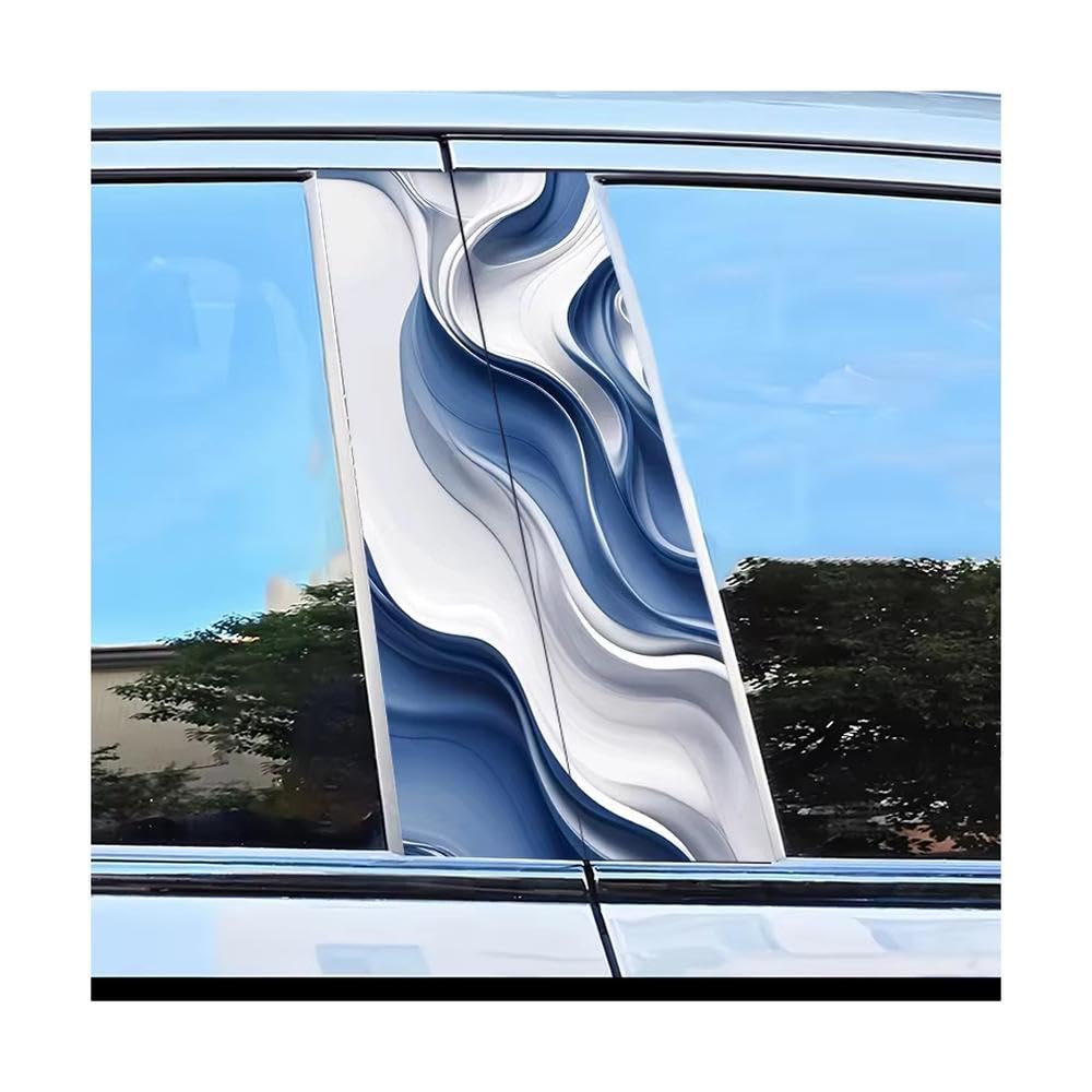 Bertdcx One Color 2Pcs Car Center Pillar Protection Stickers Wave Pattern Scratch Resistant Film Auto Parts