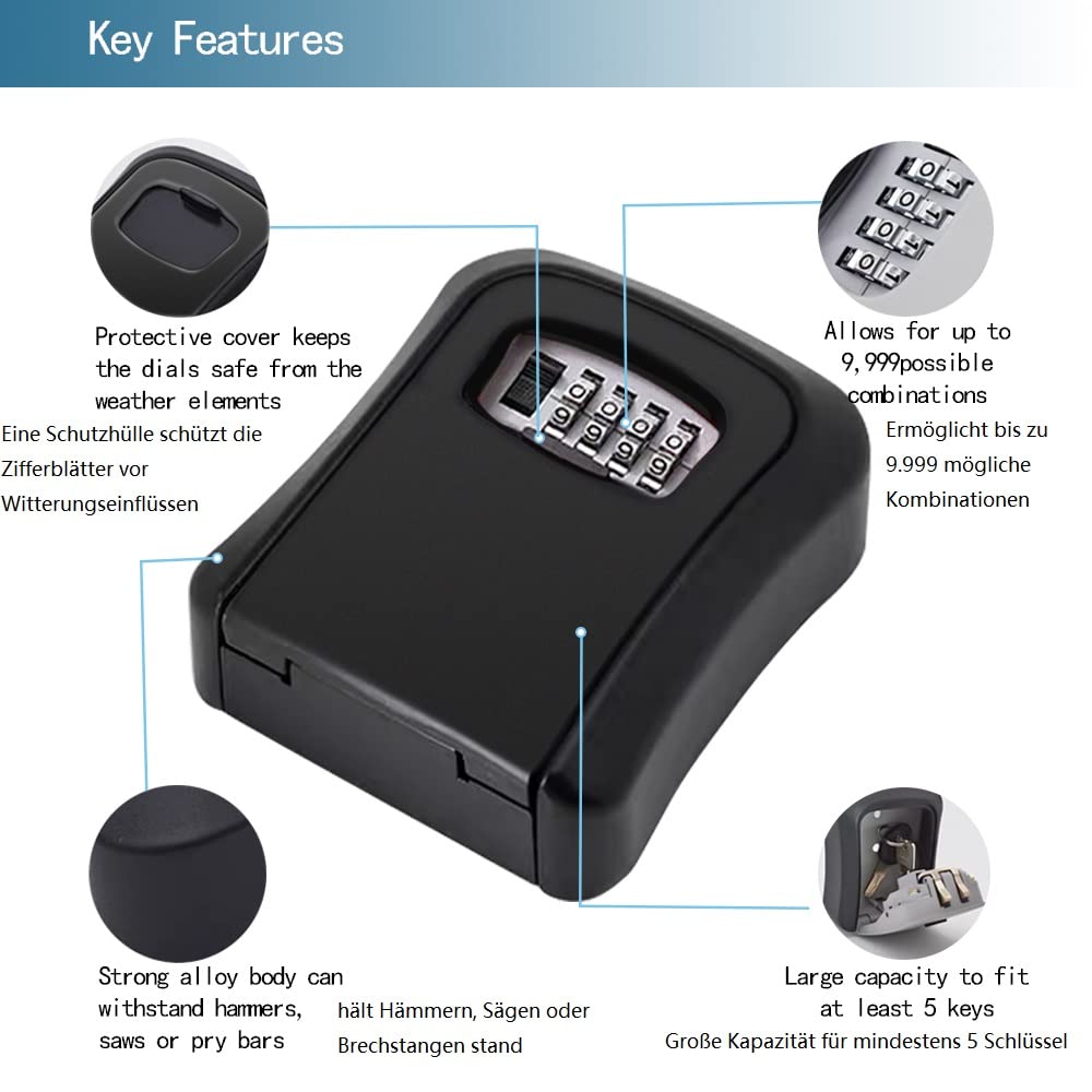 Outdoor Key Box – Luhuanx Wall Mounted Combination Key Box for House ...