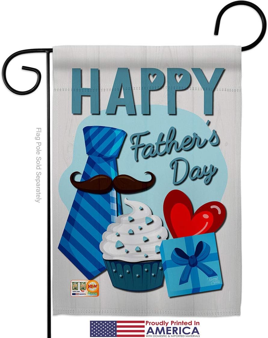 Breeze Decor Happy Fathers Day Garden Flag Set Wall Holder Family Father Dad Daddy Papa Grandpa Best Parent Sibling Relatives Grandparent Small Decorative Gift Yard House Banner Made in USA 13 X 18.5