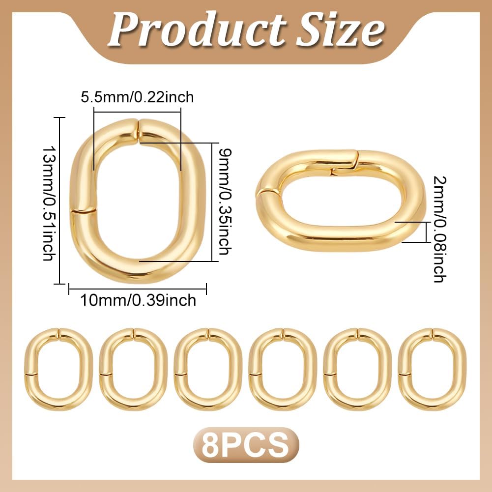 UNICRAFTALE 8 Pcs 13mm 18K Gold Plated Spring Clasp Ring Oval Clasps Enhancer Shortener Clasps Metal Spring Gate Rings Twister Clasps Ring for DIY Bracelet Necklaces Jewelry Making - Image 3