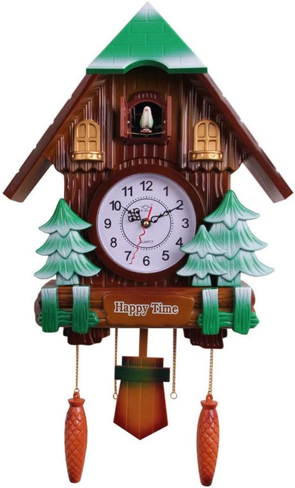 NANANALarge Cuckoo Clock with Quartz Movement And Hand Carved, Decorations in Black Forest Style, 67X36x15 CM,Green,nonoise