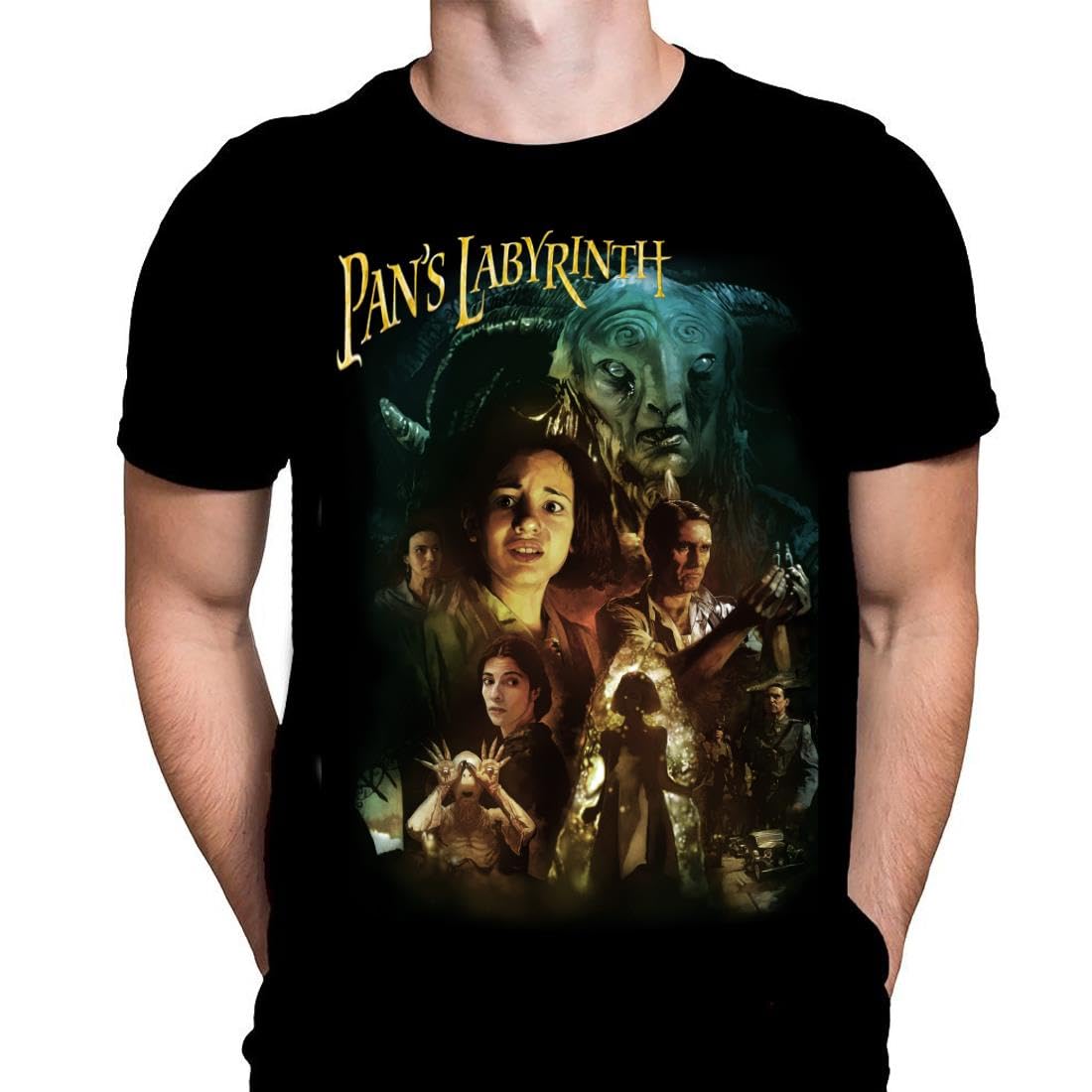 Pan's Labyrinth Mens T-Shirt Horror Film Print, Black Cotton T-Shirt, Movie Poster Tee