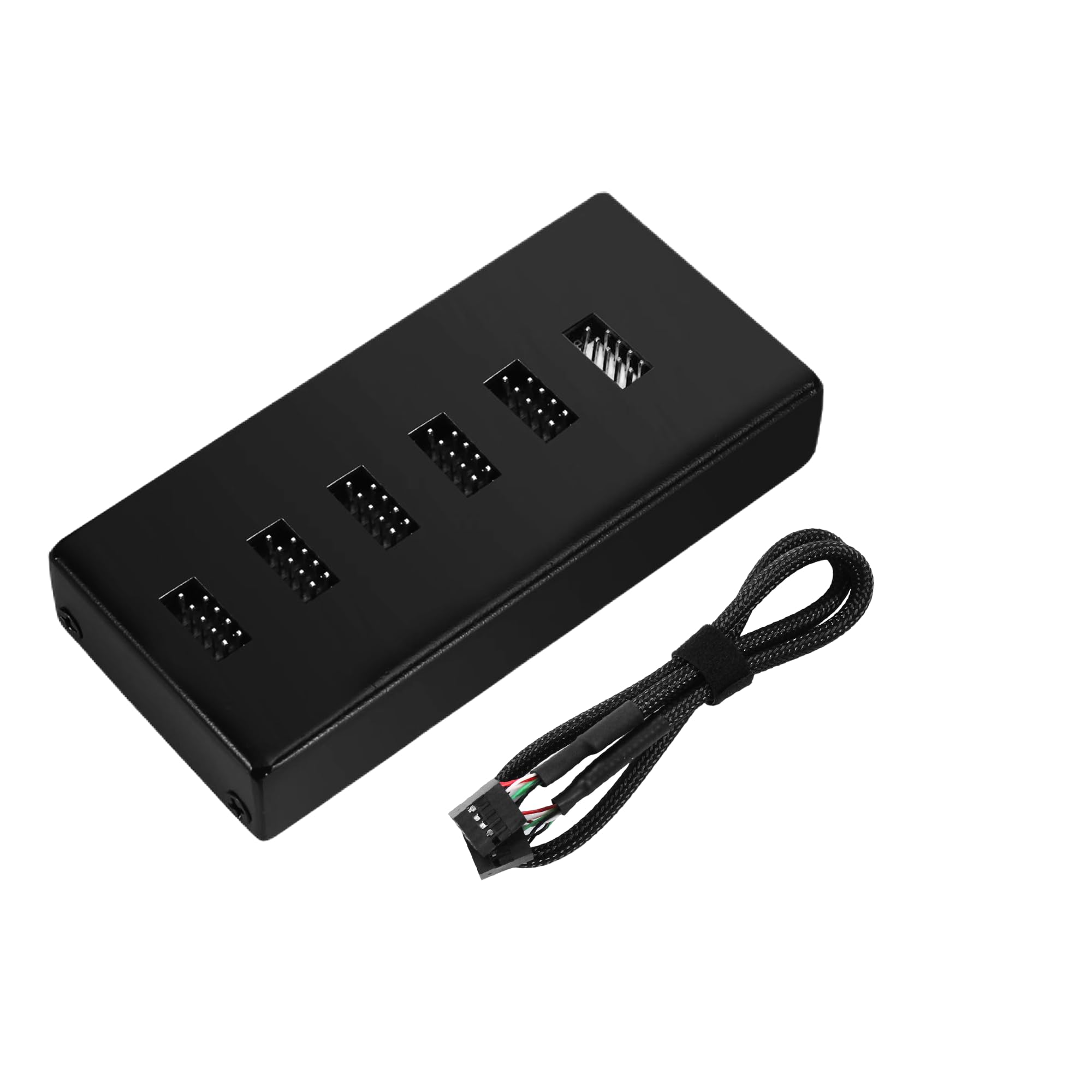 Internal USB 9-Pin Hub with SATA Power Cord 1 to 5 USB 2.0 Magnetic Splitters for PC Case CPU Cooler Screen and More Black-image-13