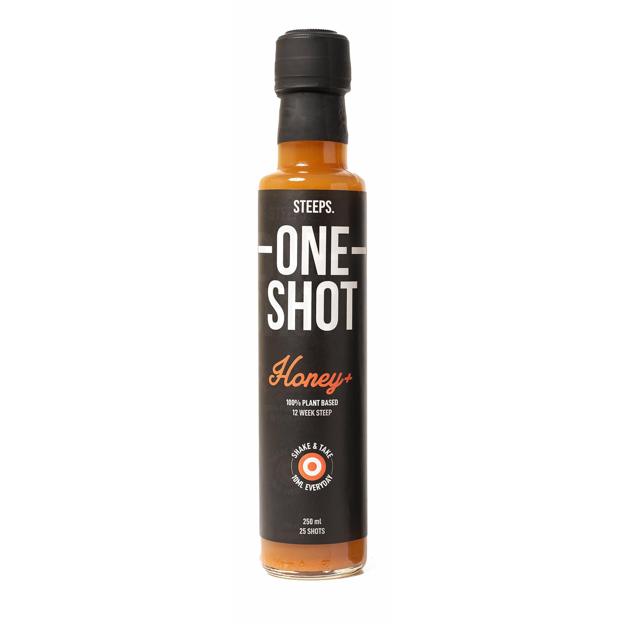 Steeps One Shot Apple Cider Vinegar with Real Live Mother - Raw & Unpasteurised with Ginger, Turmeric, Garlic & much more, Boosts Digestion & Immunity, No Preservatives, 25 Honey+ Shots