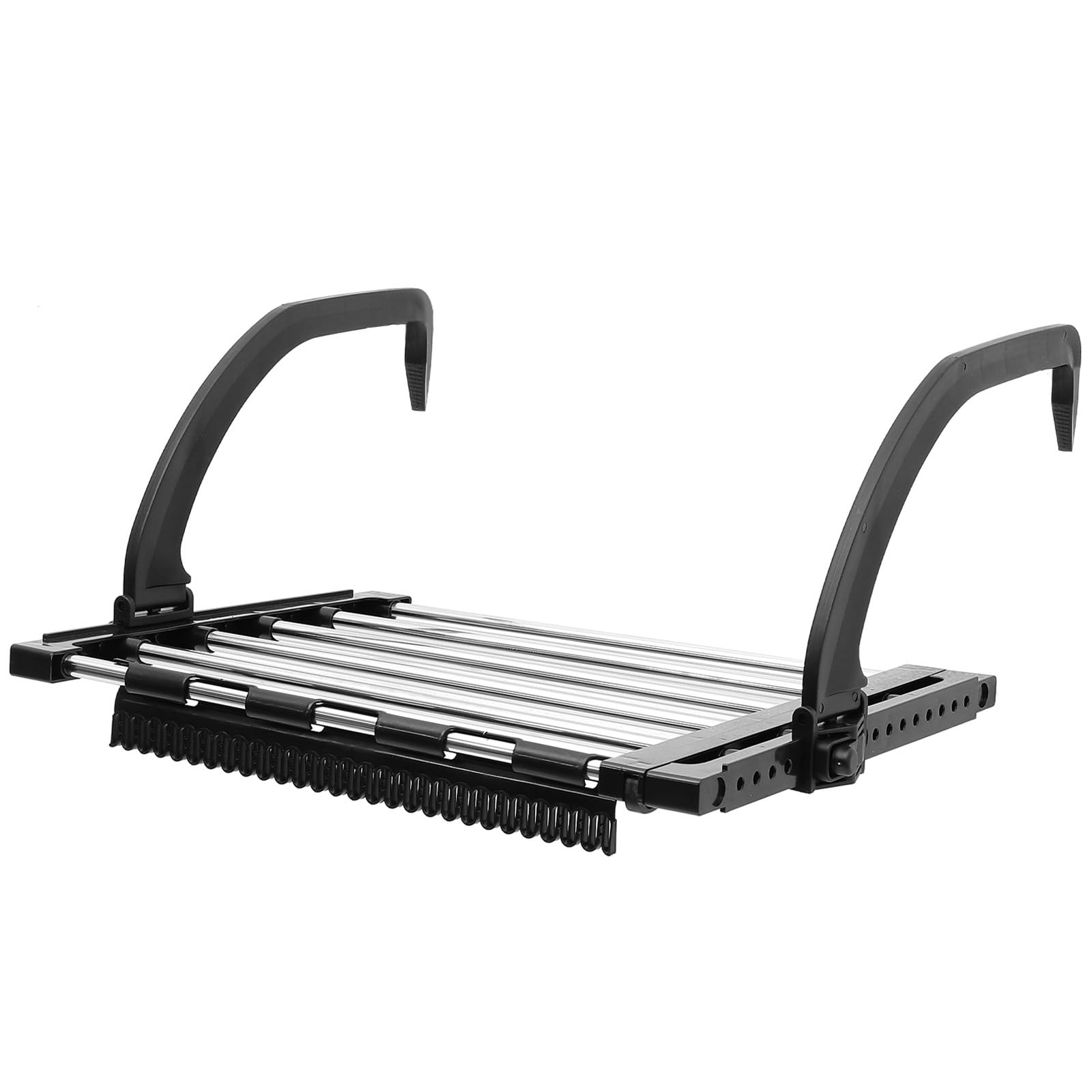 Stendino Estensibile da Balcone in Acciaio Inox, Piccolo 42-73 Cm | Pieghevole e Salvaspazio, Supporto Robusto 10kg, per Bagno e Balcone, Colori Nero e Argento