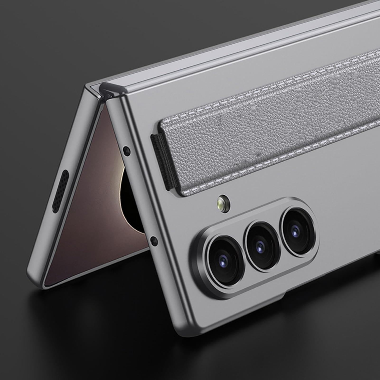 Custodia Per Samsung Galaxy Z Fold 8 Ultra, Magnetico Case | With Ricarica Wireless Antiscivolo Wristband Staffa Custodia(Grigio)