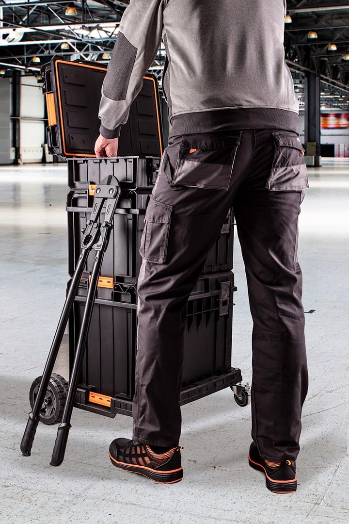 NEO TOOLS Profesjonalne spodnie robocze, wielofunkcyjne, spodnie robocze, spodnie ochronne, wzmocnione kieszenie, potrójne szwy, otwory na nakolanniki, odzież robocza spodnie rozm. 48-58 (S-XXL)