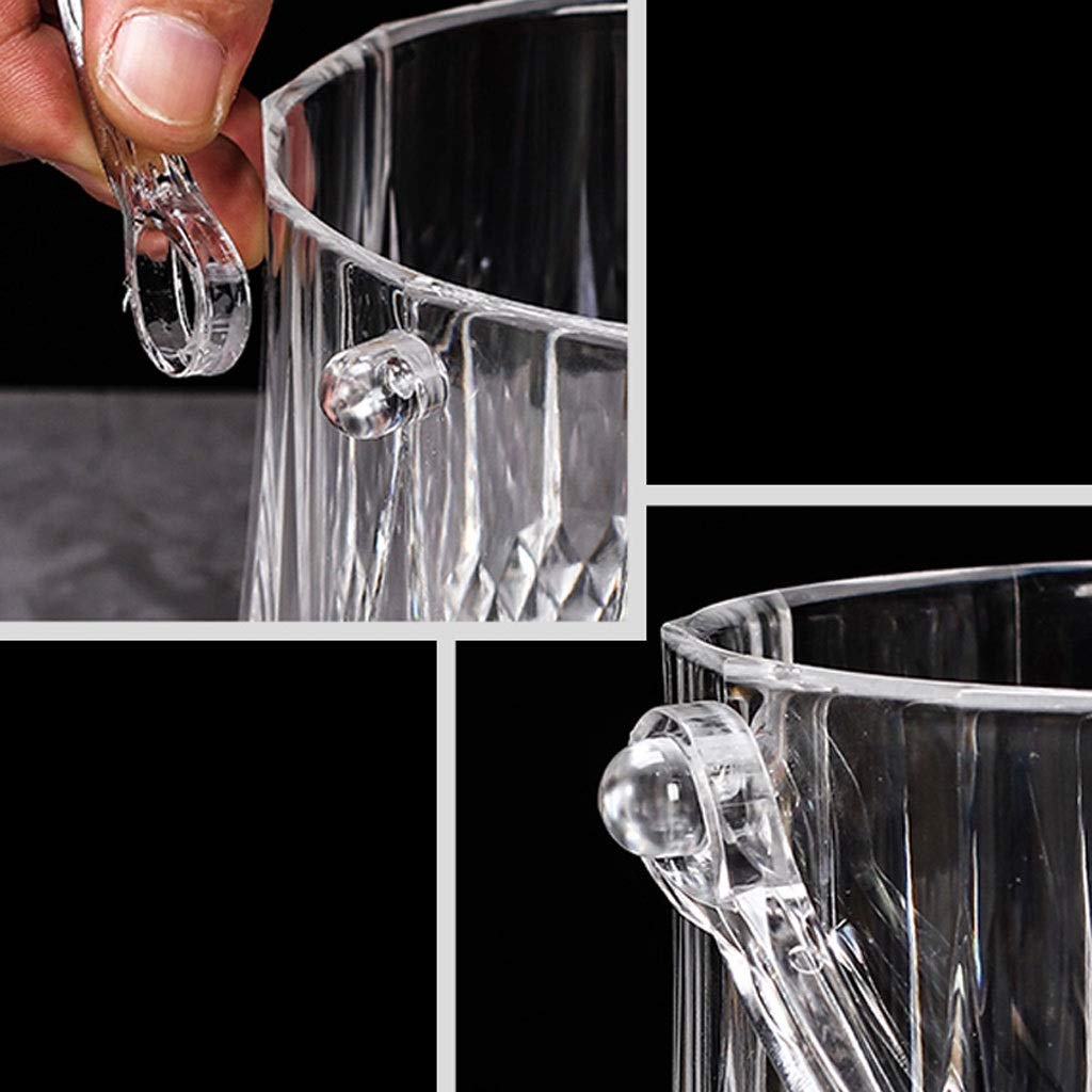 EIN Eiskübel Acryl-Kleiner EIS-Eimer mit Griff-Bar-Restaurant-Bier-Cocktail-EIS-Eimer Home Candy-Getränk-Eimer mit Edelstahl-Eisclip Eiskühler Sektkühler Eiswürfelbehälter (Color : Clear)