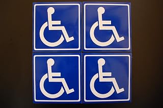(4 Pack) Disabled Wheelchair Sign Stickers Vinyl Decals, Disability Handicap Self Adhesive 5 x 5
