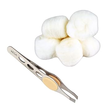 Vega Tweezer/Cotton Balls, 2 Pieces