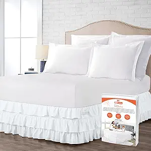SGI 18 Inch Drop Queen Size Bed Skirt with Multi Ruffled Pattern