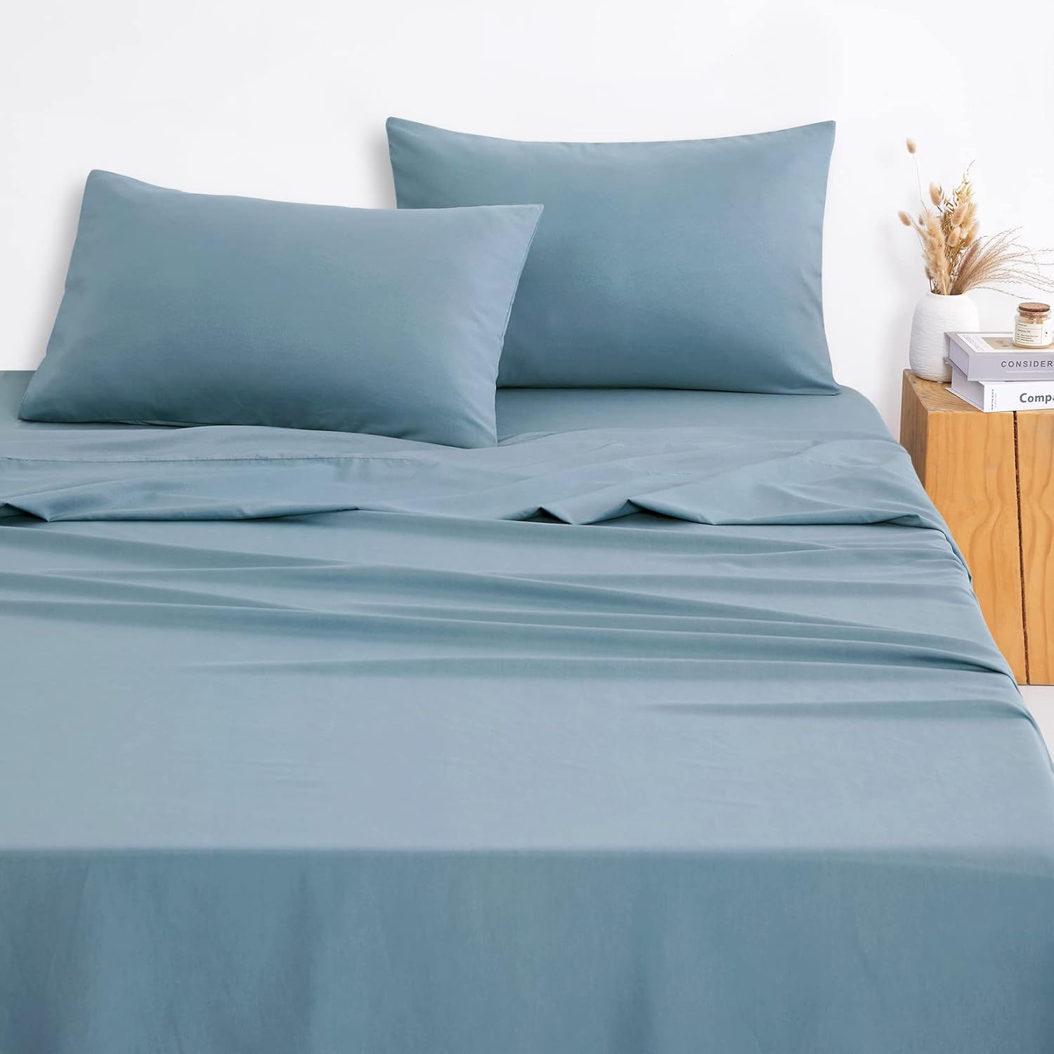 Wake In Cloud Steel Blue Sheet Set, 1000TC Ultra Soft Microfiber