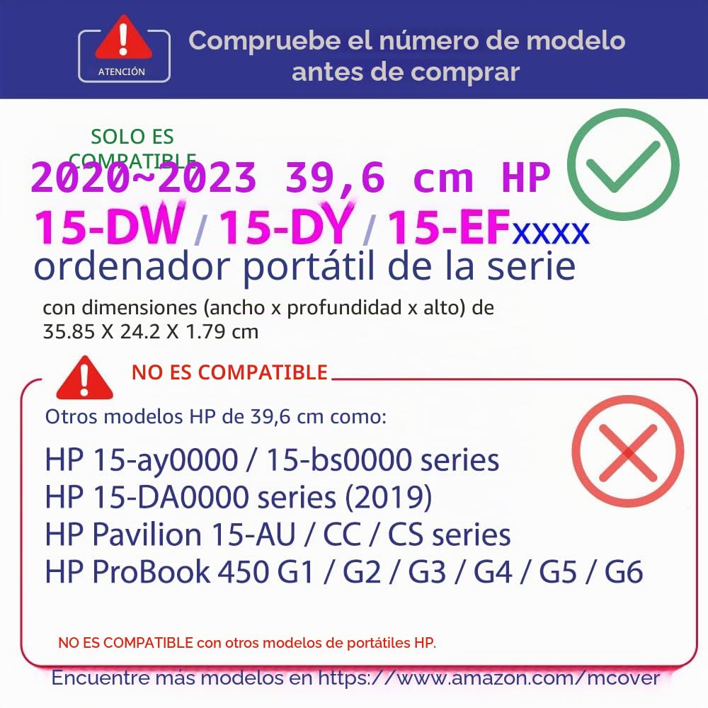 mCover - Funda Compatible con HP 15-DYxxxx / 15-EFxxxx Series 2020~2022 de 15,6" (no Apto para Otros Modelos de Ordenadores portátiles HP) - Violeta