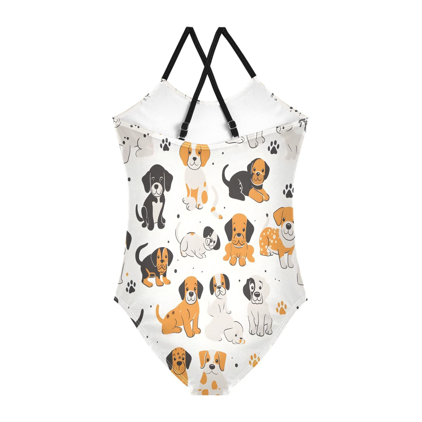 Dogs Paws Girls One-Piece Swimsuit Quick Dry Beach Swim Bathing Suit