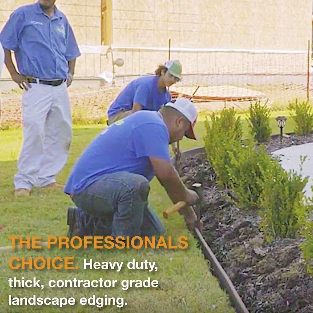 USA Made Black 16' Foot Roll Landscape Edging, Garden Planter & Pathway Bender Board Edge Border Kit - Heavy Duty Pro-Grade Terrace Board 3.3" H x 16' L - Includes 4 Stakes