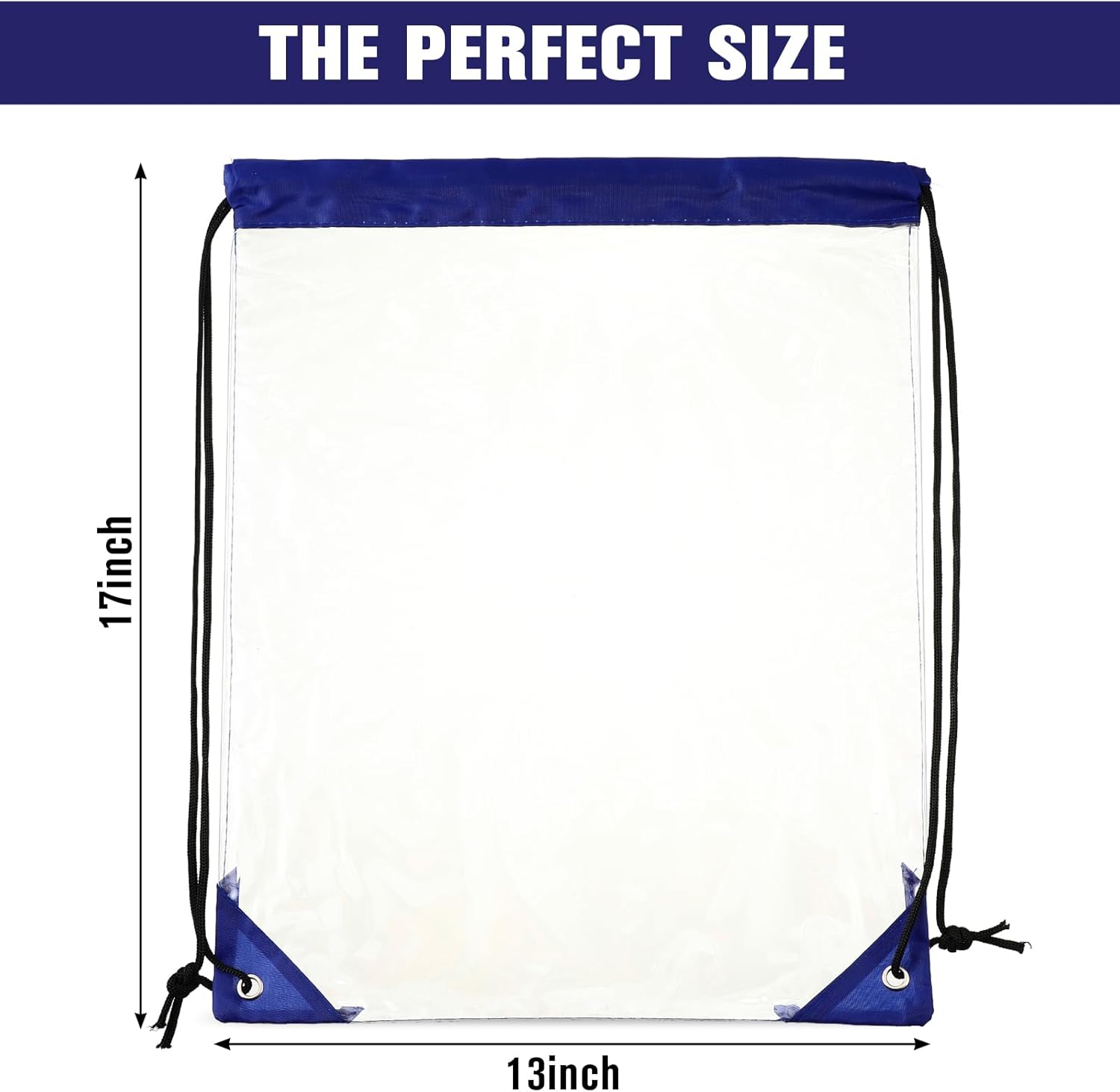 Shappy 30 Pcs Clear Drawstring Bag Plastic Drawstring Backpack Clear Waterproof PVC Backpack for Stadiums Sporting Events (Blue) - Image 2