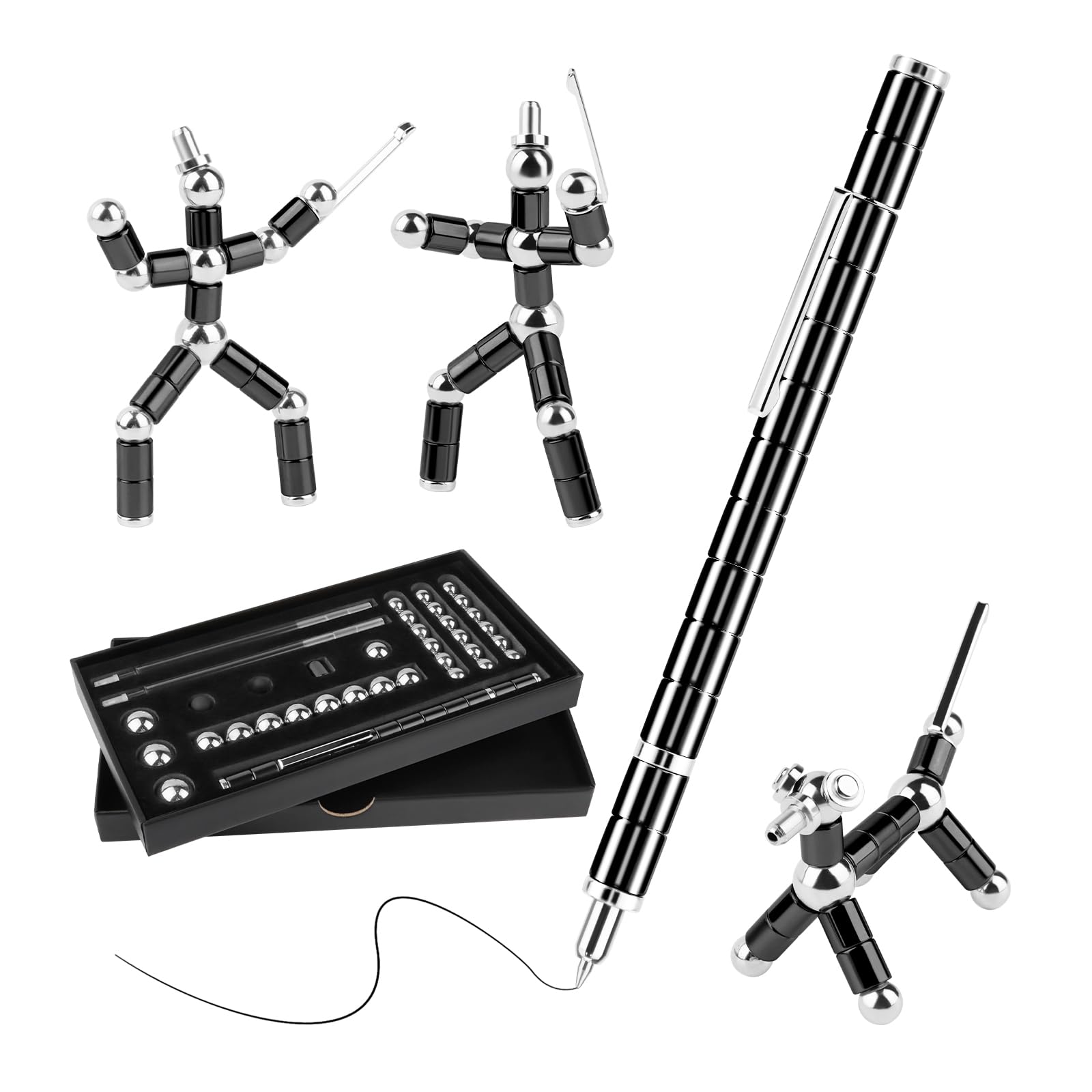 Stylo Magnétique, Stylo Aimanté, Fidget Pen, Créatifs Drôle Magic Polar Pen, Un Cadeau intéressant - Noir (L)