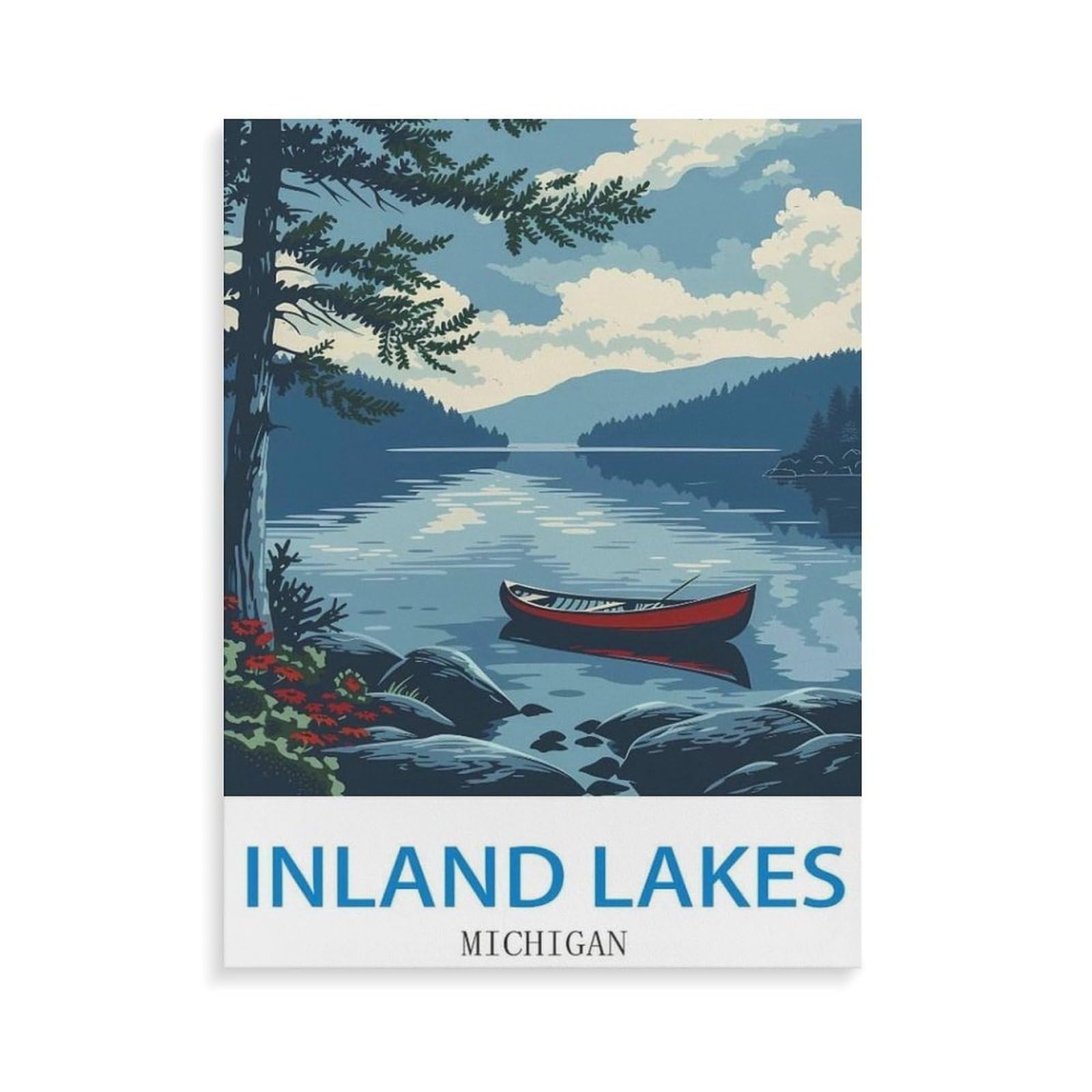 BEAYODKP Paint by Numbers,Inland Lakes Michigan,Exquisite Oil Painting by Numbers Kits for Beginners(50x60cm-O1