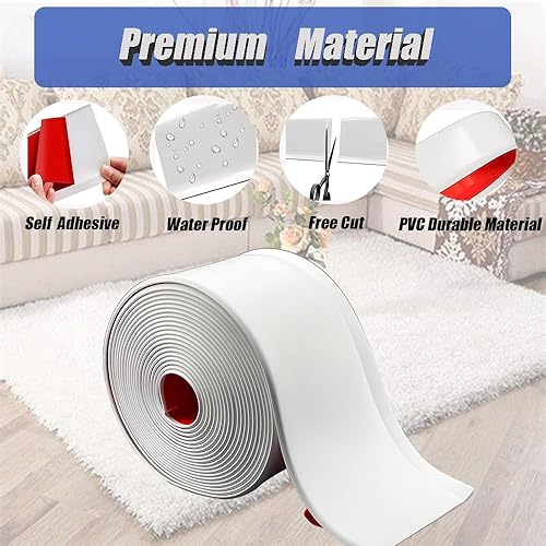 Miniatura 4 de Youyis Base de vinilo para pared, moldura de zócalo de 4 pulgadas, base de pared de goma autoadhesiva flexible, diseño de moldura de despegar y