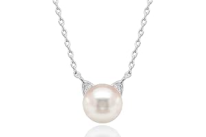 14K Gold Plated Sterling Silver AAA+ Freshwater Cultured Pearl Cat Pendant Earring