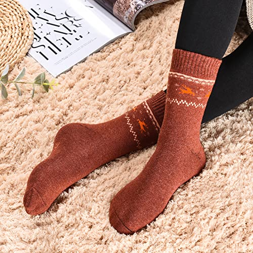 Ninetofivelife Pack Of 4 Winter Warm Thick Wool Socks Women Socks Hiking Socks Outdoor Recreation Socks For Women Christmas Socks Soft And Comfortable Terry Socks New 2022 #TOP3
