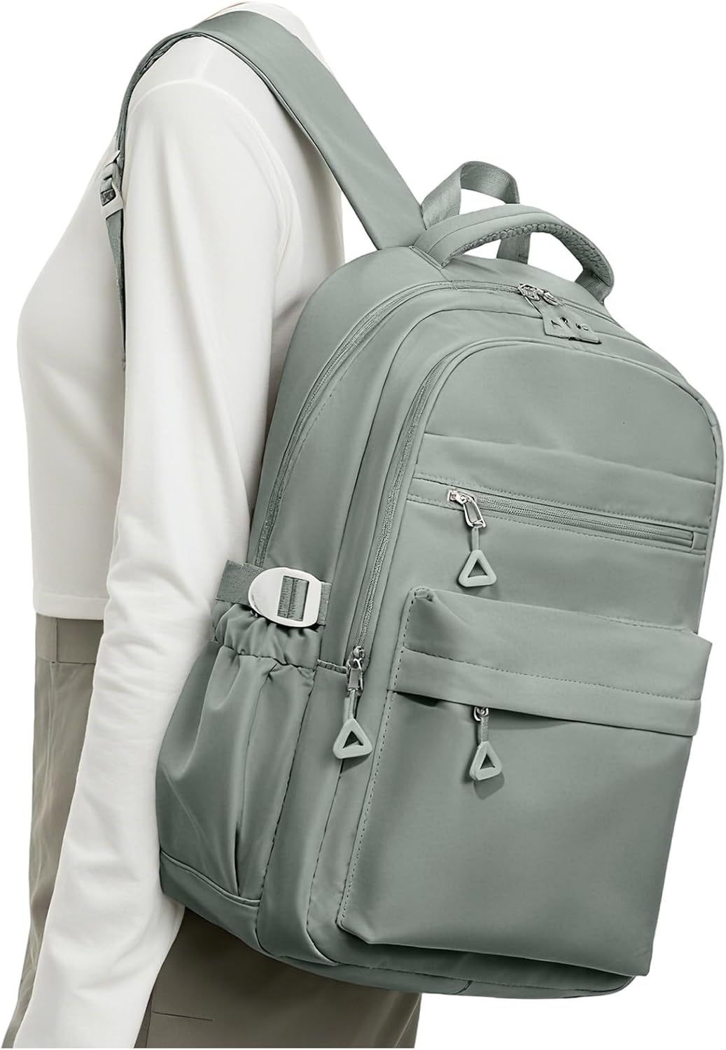 Backpack for College Students Women Men, Aesthetic Backpacks for Middle School, Waterproof Bookbag, Lightweight High School Backpack for Teens Boys Girls(Green)