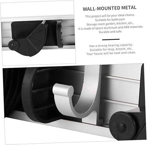 Miniatura 9 de Housoutil Ganchos para colgar en la pared Alumimum Mop Rack Rail Rack Abs Heavy Metal Coat Hanger