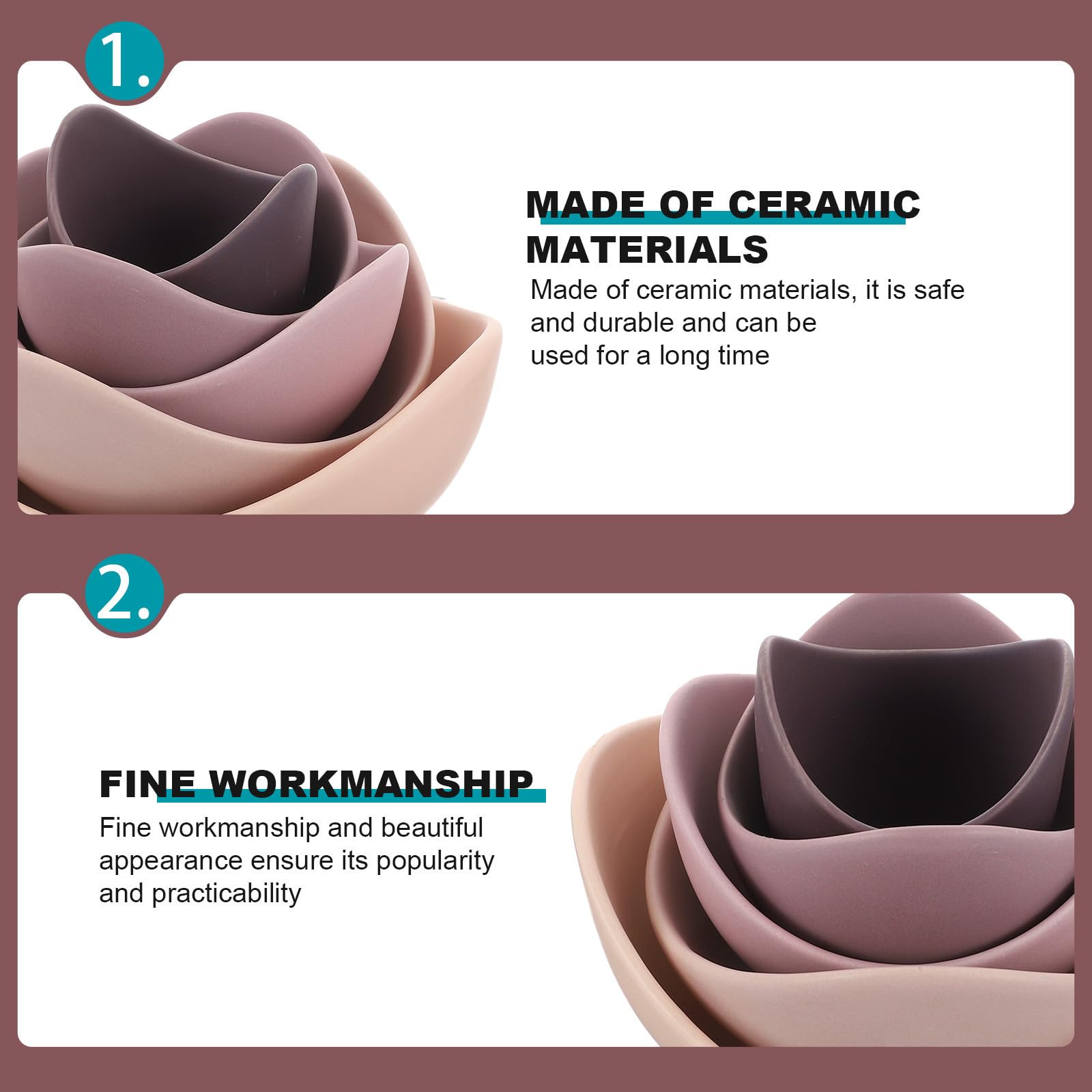 Keramikschalen Satz Lotus Design Runde Servierschälchen aus Keramik mit Glatter Oberfläche Leicht zu Reinigen für Salat und Instant Nudeln zu Hause