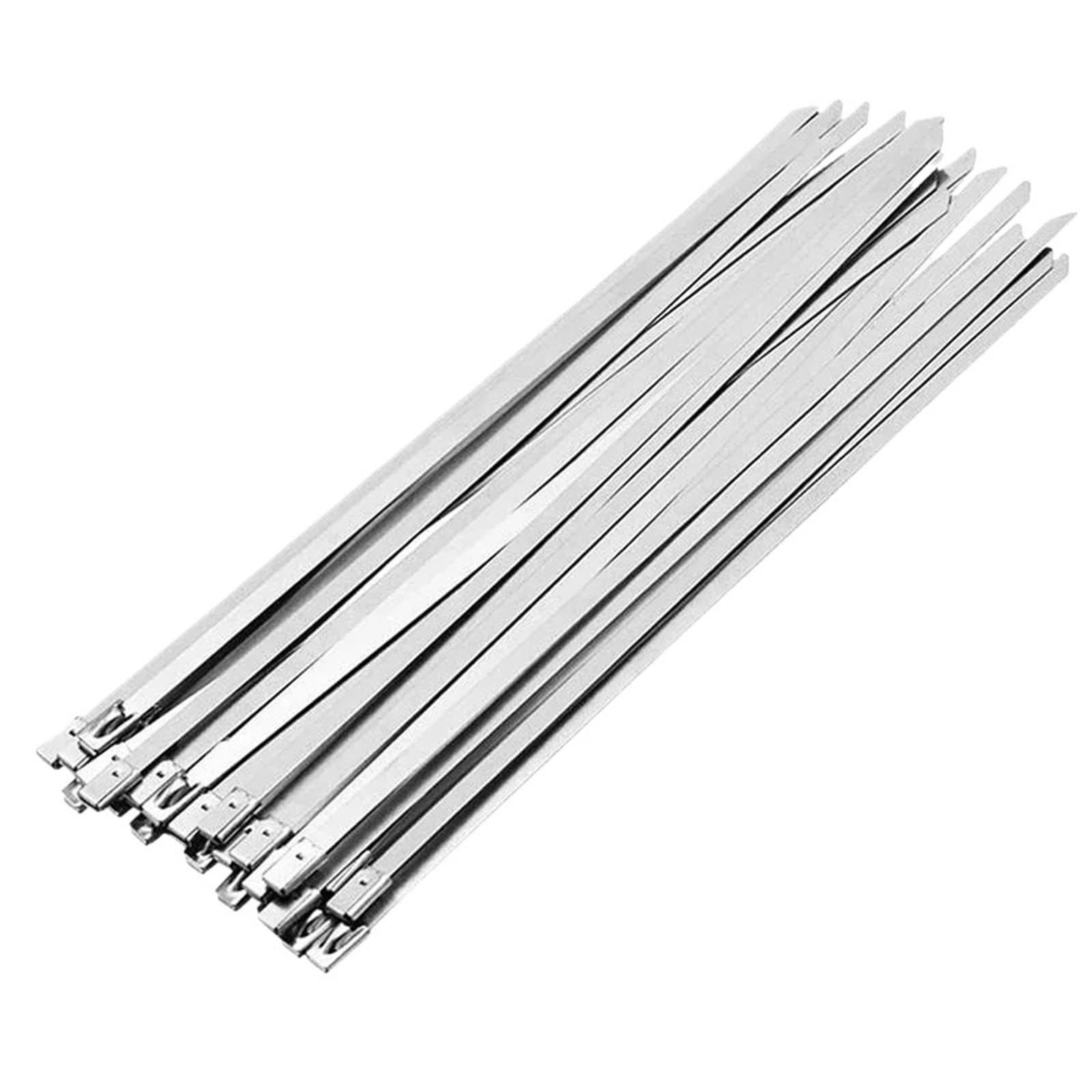 Erhtguo 60Pcs 60/80Pcs Stainless Steel Cable Ties Reusable Self-Sealing Fastening Ring Tie Multi-Purpose Metal Hardware Organizer(,4.6X200mm)
