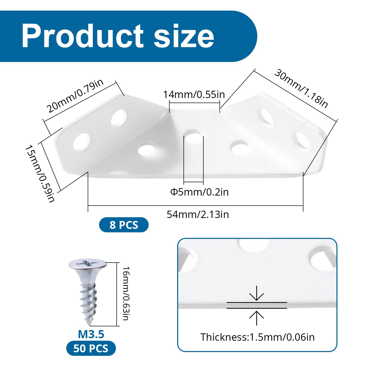 VooGenzek 8 PCS Thickness 1.5mm Stainless Steel Corner Bracket, Trapeziform Corner Brace Brackets - Image 2