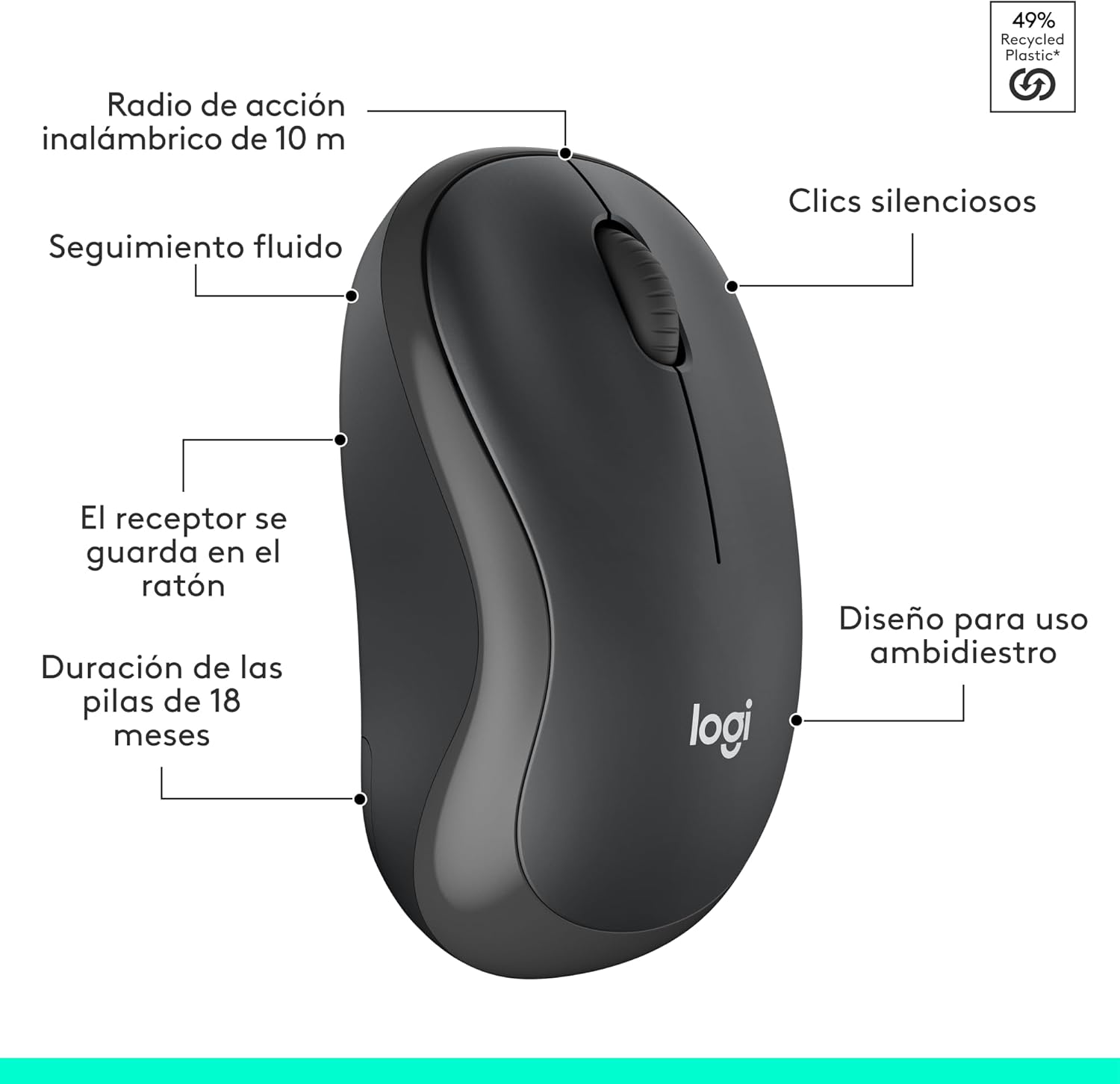 Logitech MK295 Silent Combinación de Teclado y Ratón Inalámbricos con SilentTouch, Seguimiento Óptico, Tecnología Inalámbrica sin Demoras, 90% Menos de Ruido, QWERTY Español, Negro 10