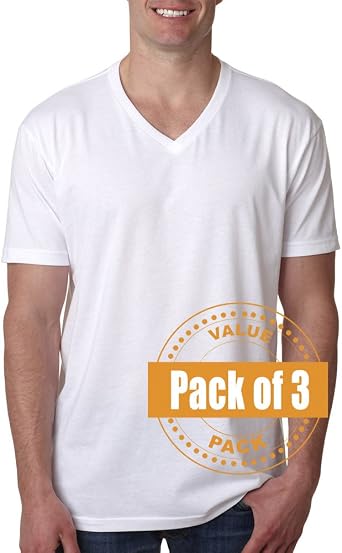 Next Level Mens CVC V-Neck Tee 6240-White 3 Pack