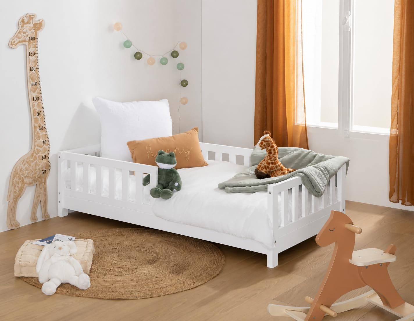 Montessori - Cama para niños (80 x 160 cm), color blanco